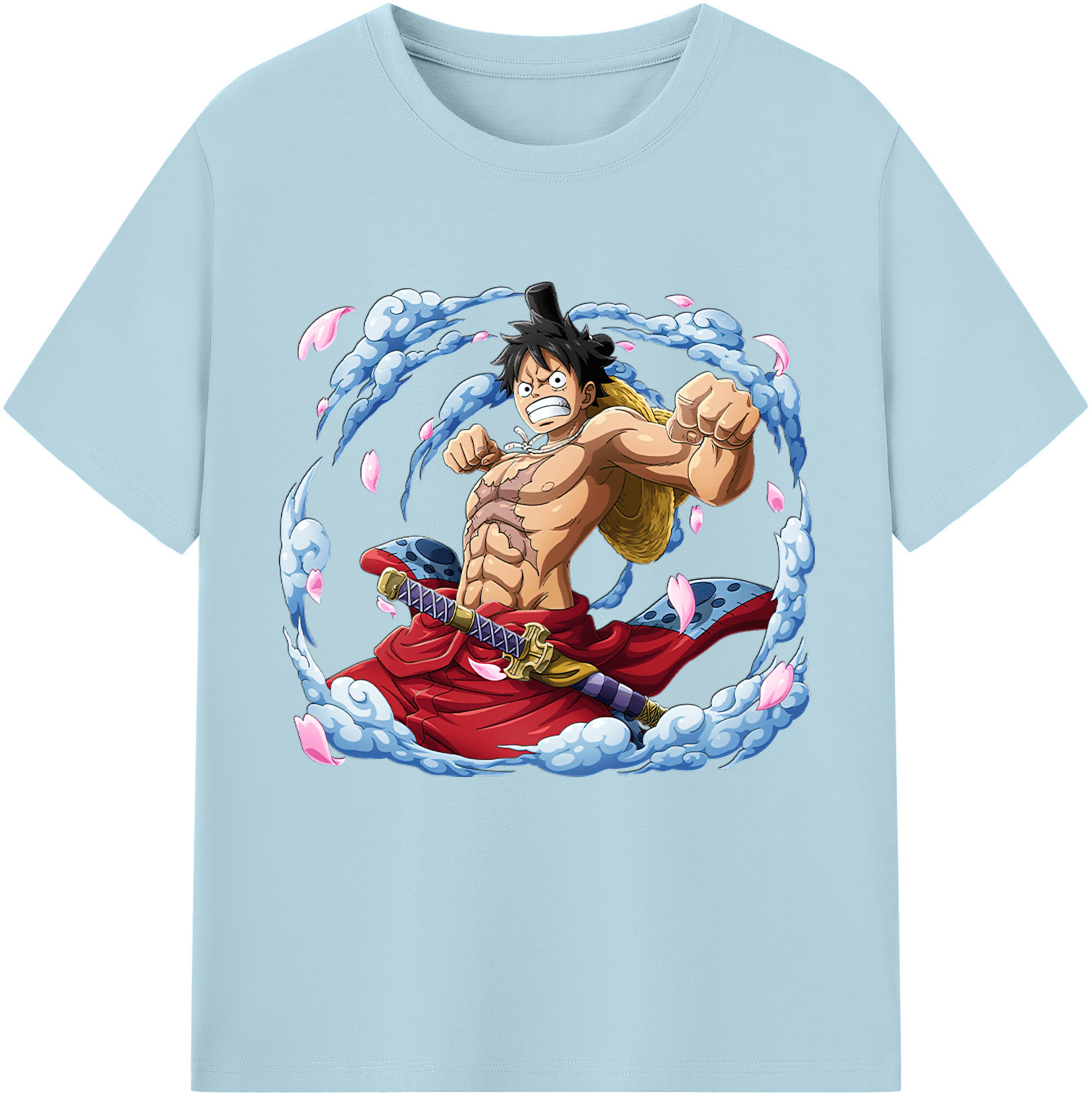ワンピース モンキー・D・ルフィ ONE PIECE Monkey D. Luffy 綿100％半袖Tシャツ（フロントプリント）